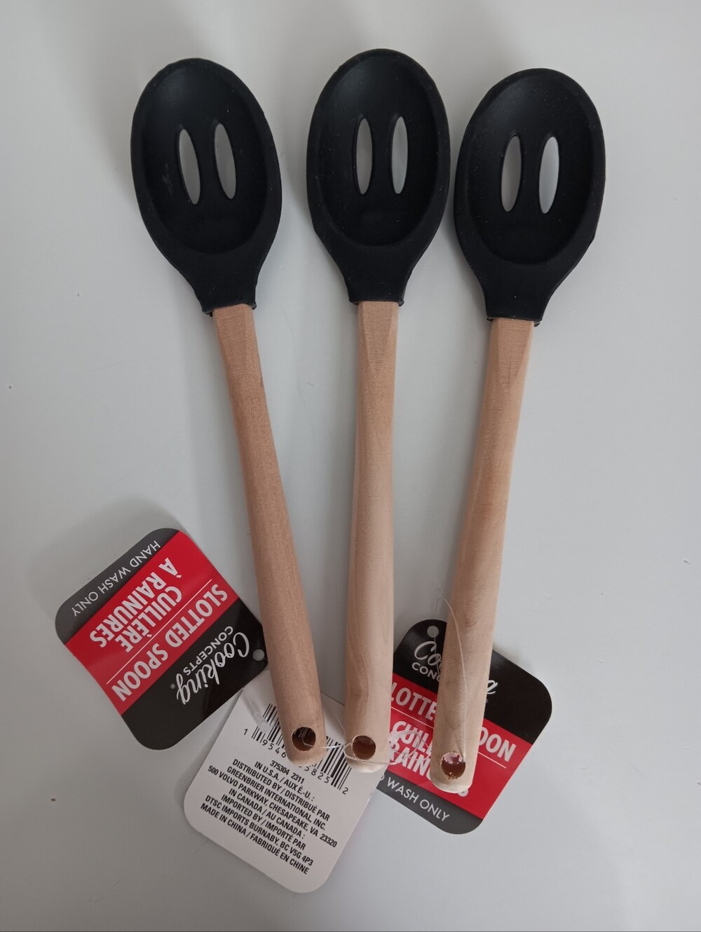 Cooking Concepts Black Silicone Slotted Spoon - Set of 3